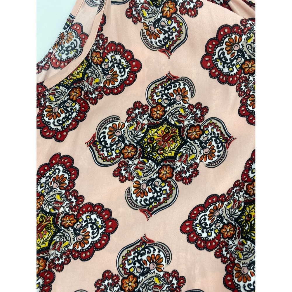 Loft Outlet Peplum Top Womens Large Pink Excellent Paisley Medallion Sleeveless - Picture 4 of 7